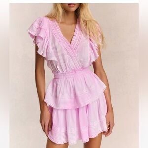 LoveShackFancy Gwen Heritage Mini Dress in Peony Pink